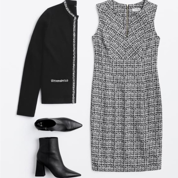 Banana Republic Tweed Dress, Sleeveless V Neck 6 - Picture 4 of 10